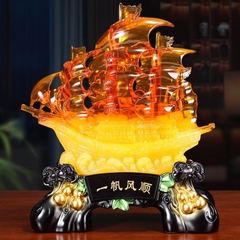 Tượng Thuyền Thuận Buồm Xuôi Gió Đĩa Ngọc Như Ý Phong Thủy, Quà Tặng Tân Gia , Khai Trương, Tặng Sếp