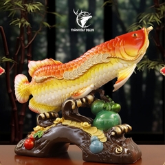 Tượng Phong Thủy Cá Rồng Vàng Kim Long Chiêu Tài , Quà Tặng Tân Gia Khai Trương Trang Trí Nhà Cửa