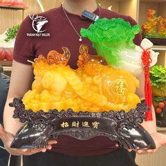 Tượng Cóc Kéo Hồ Lô Bắp Cải 37x16x32cm – 3.7Kg phong thủy, quà tặng tân gia khai trương sinh nhật