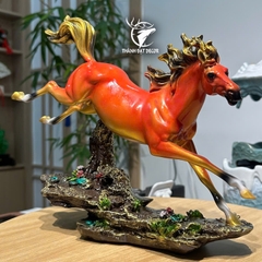 Tượng Ngựa Phong Thủy Mã Đáo Thành Công Màu Cam Trang Trí Phòng Khách Bàn Làm Việc Quà Tặng Khai Trương Tân Gia