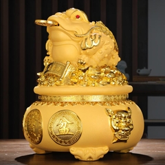 Tượng Thiềm Thừ Cóc Vàng size 22x18x22, Tượng Cóc 3 Chân Chiêu Tài Quà Tặng Tân Gia Khai Trương Sinh Nhật Decor Phòng Trang Trí Nhà Phòng Khách