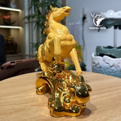 Tượng Ngựa Phong Thủy Kim Sa Cát Vàng 29x8x21cm, Mã Đáo Thành Công, Quà Tặng Tân Gia Khai Trương