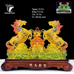 Tượng Phong Thủy Song Mã Tụ Bảo Lưu Ly – Biểu Tượng Thành Công, Chiêu Tài Đón Lộc Decor Quà Tặng Tân Gia Khai Trương