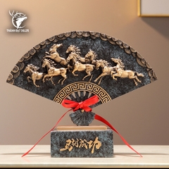 Tượng Ngựa Phong Thủy Quạt Mã Đáo Thành Công Bát Mã Truy Phong– Decor, Quà Tặng Khai Trương, Tân Gia