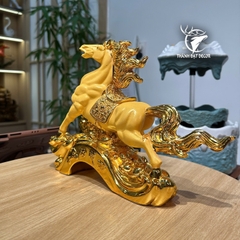 Tượng Ngựa Phong Thủy Kim Sa Cát Vàng 29x8x21cm, Mã Đáo Thành Công, Quà Tặng Tân Gia Khai Trương