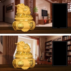 Tượng Thiềm Thừ Cóc Vàng size 22x18x22, Tượng Cóc 3 Chân Chiêu Tài Quà Tặng Tân Gia Khai Trương Sinh Nhật Decor Phòng Trang Trí Nhà Phòng Khách