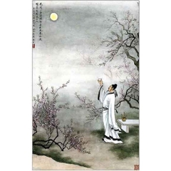 Tượng Lý Bạch Mời Rượu Bằng Gốm Sứ Trắng , Cao 14.5Cm Trang Trí Tiểu Cảnh, BonSai, Lũa, Hòn Non Bộ, Bàn Trà