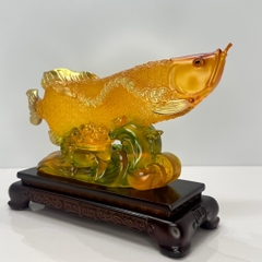 Tượng Phong Thủy Cá Rồng Kim Long Màu Lưu Ly Chiêu Tài , Quà Tặng Tân Gia Khai Trương Trang Trí Nhà Cửa