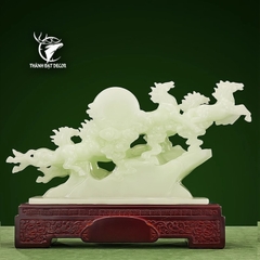 Tượng Bát Mã Truy Phong Trắng Ngọc, Mang Lộc Tài, May Mắn Vào Nhà Quà Tặng Tân Gia Khai Trương Decor