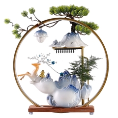 Thác nước thác khói trầm hương phong thủy cao cấp hình hươu cam, Quà Tặng để bàn đem lại may mắn, tài lộc