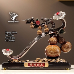 Tượng Ngũ Hồ Lô Trượng Như ý 30x9x25cm, Phong Thủy, Quà Tặng Decor Tân Gia Khai Trương Sinh Nhật.