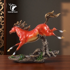 Tượng Ngựa Phong Thủy Mã Đáo Thành Công Màu Cam Trang Trí Phòng Khách Bàn Làm Việc Quà Tặng Khai Trương Tân Gia