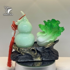 Tượng Phong Thủy Hồ Lô Trắng Bắp Cải size 22, Quà Tặng Tân Gia, Khai Trương, Sinh Nhật, Trang Trí Decor