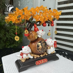Tượng Mèo Thần Tài Hồ Lô Cây Tiền – Quà Tặng Trang Trí Nhà Cửa, Bàn Làm Việc Phong Thủy Chiêu Lộc