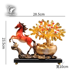 Tượng Ngựa Kéo Cây Tiền Vàng Phong Thủy Trang Trí Nhà Cửa Quà Tặng Tân Gia Khai Trương Sinh Nhật