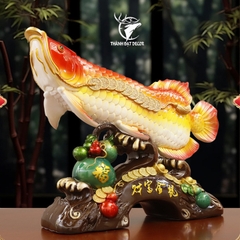 Tượng Phong Thủy Cá Rồng Vàng Kim Long Chiêu Tài , Quà Tặng Tân Gia Khai Trương Trang Trí Nhà Cửa