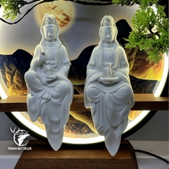 Tượng Phật Bà Quan Thế Âm Bồ Tát Gốm Sứ Trắng Size 20 , Decor Kệ Đèn Phong Thủy Thờ Cúng, Thiền Định