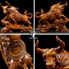 Tượng Trâu Tài Lộc Bột Đá Sơn Giả Gỗ Decor Phong Thủy Quà Tặng Tân Gia Khai Trương Sinh Nhật Để Bàn