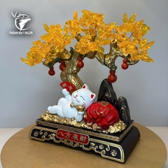 Tượng Phong Thủy Cây Tiền Mèo Tài Lộc,Decor Trang Trí Nhà Cửa Quà Tặng Tân Gia Khai Trương Sinh Nhật