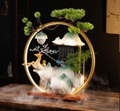 Thác nước thác khói trầm hương phong thủy cao cấp hình hươu cam, Quà Tặng để bàn đem lại may mắn, tài lộc