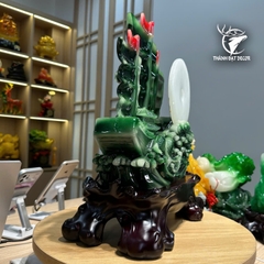 Tượng Thuyền Thuận Buồm Xuôi Gió Ngọc Xanh 36x19x42cm, Decor Phong Thủy, Quà Tặng Khai Trương Tân Gia