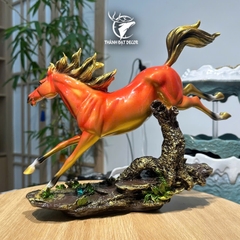 Tượng Ngựa Phong Thủy Mã Đáo Thành Công Màu Cam Trang Trí Phòng Khách Bàn Làm Việc Quà Tặng Khai Trương Tân Gia