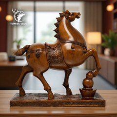Tượng Ngựa Mã Đáo Thành Công Bột Đá Sơn Giả Gỗ – Trang Trí Phong Thủy Quà Tặng Tân Gia Khai Trương Sinh Nhật