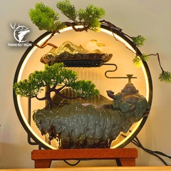 Thác Nước Phong Thủy Di Lặc Gốm Sứ Có Đèn, Tạo Sương, Đốt Trầm, decor Tặng Tân Gia Khai Trương Spa
