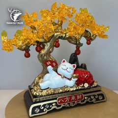 Tượng Phong Thủy Cây Tiền Mèo Tài Lộc,Decor Trang Trí Nhà Cửa Quà Tặng Tân Gia Khai Trương Sinh Nhật