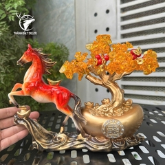Tượng Ngựa Kéo Cây Tiền Vàng Phong Thủy Trang Trí Nhà Cửa Quà Tặng Tân Gia Khai Trương Sinh Nhật