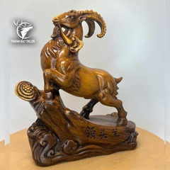 Tượng Con Dê Phong Thủy Màu Gỗ 30x12x33 Cho Người Tuổi Mùi, Quà Tặng Sinh Nhật, Tân Gia, Khai Trương Decor Trang Trí Nhà