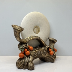 Tượng Phong Thủy Trượng Như Ý Kèm Đĩa Ngọc, Quà Tặng Tân Gia Khai Trương Sinh Nhật Trang Trí Nhà Cửa