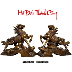 Tượng Ngựa Mã Đáo Thành Công Màu Gỗ 30x12x25cm, Quà Tặng Tuổi Ngọ Tân Gia Khai Trương, Sinh Nhật