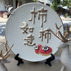 Tượng Decor Cặp Hươu Kèm Đĩa Quà Hồng Như Ý, Quà Tặng Tân Gia Khai Trương Sinh Nhật Trang Trí Nhà Cửa.