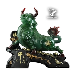 Tượng Trâu Xanh Ngọc Chiêu Tài 35x14x33cm - 3Kg, Decor Phong Thuỷ tuổi Sửu, quà tặng tân gia khai trương