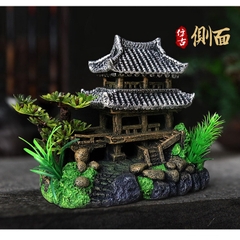 Combo Tiểu Cảnh Cây BonSai,  Mô Hình Tháp Cổ Trang Trí Bể Cá Thủy Sinh, Hòn Non Bộ