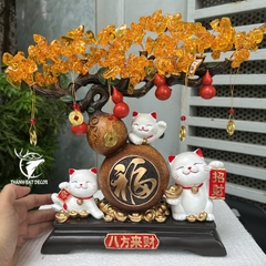 Tượng Mèo Thần Tài Hồ Lô Cây Tiền – Quà Tặng Trang Trí Nhà Cửa, Bàn Làm Việc Phong Thủy Chiêu Lộc