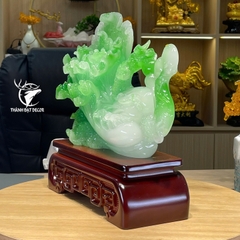 Tượng Bắp Cải Ngọc Bích Phú Quý 32x9x28cm – Trang Trí Sang Trọng, Biểu Tượng Tài Lộc Và Sung Túc