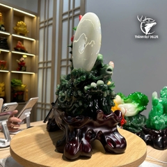 Tượng Thuyền Thuận Buồm Xuôi Gió Ngọc Xanh 36x19x42cm, Decor Phong Thủy, Quà Tặng Khai Trương Tân Gia