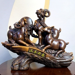 Tượng 3 con Dê 33x14x29cm phong thủy , Quà Tặng Tuổi Mùi Decor tân gia khai trương sinh nhật