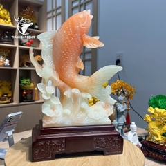 Tượng cá chép vượt sóng 27x14x43cm, Quà tặng phong thuỷ  Tân gia khai trương sinh nhật, Decor