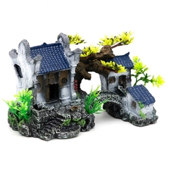 Combo Tiểu Cảnh Cây BonSai,  Mô Hình Tháp Cổ Trang Trí Bể Cá Thủy Sinh, Hòn Non Bộ