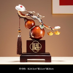 Tượng phong thủy Hồ Lô Cam Trượng Như Ý Treo Vàng Phú Quý Bình An Tài Lộc, quà tặng tân gia , khai trương