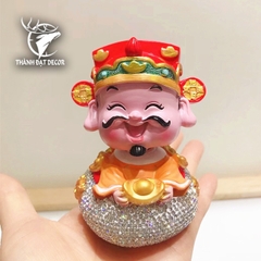 Tượng Ông Thần Tài Đính Đá Phúc Lộc May Mắn Decor Cao Cấp Trang Trí Taplo Ô Tô - Văn Phòng - Bàn Làm Việc - Làm Quà Tặng