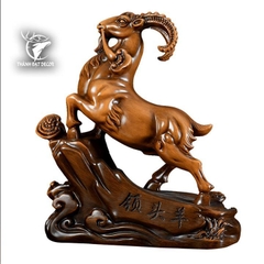 Tượng Con Dê Phong Thủy Màu Gỗ 30x12x33 Cho Người Tuổi Mùi, Quà Tặng Sinh Nhật, Tân Gia, Khai Trương Decor Trang Trí Nhà