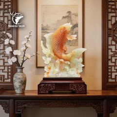 Tượng cá chép vượt sóng 27x14x43cm, Quà tặng phong thuỷ  Tân gia khai trương sinh nhật, Decor