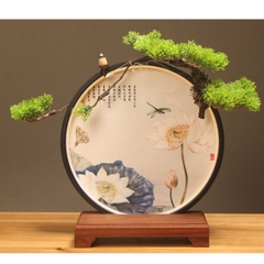 Kệ Gỗ Đặt Tượng Đế Thấp Có Đèn Led Size 50cm, Có Thể Đốt Trầm Hương, Quà Tặng Tân Gia Khai Trương Trang Trí Bàn