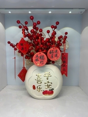 Set Bình hoa đào đông tài lộc (Chưng Tết 2025) -Tân gia khai trương-bình hoa derco trang trí nhà cửa