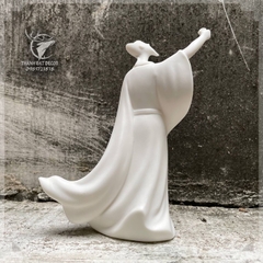 Tượng Lý Bạch Mời Rượu Bằng Gốm Sứ Trắng , Cao 14.5Cm Trang Trí Tiểu Cảnh, BonSai, Lũa, Hòn Non Bộ, Bàn Trà