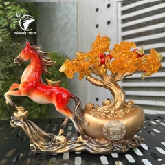 Tượng Ngựa Kéo Cây Tiền Vàng Phong Thủy Trang Trí Nhà Cửa Quà Tặng Tân Gia Khai Trương Sinh Nhật